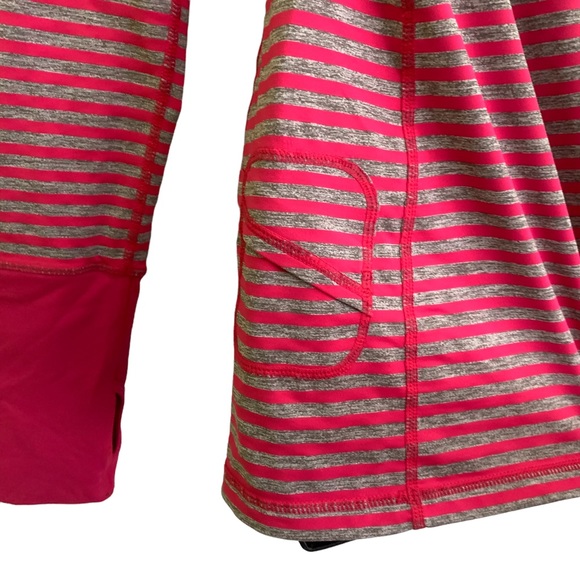 Lululemon Run Pink & Grey Striped Long Sleeve Henley Top Sz 8 - Picture 7 of 8